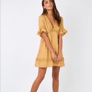 PRINCESS POLLY Mustard Mini Dress